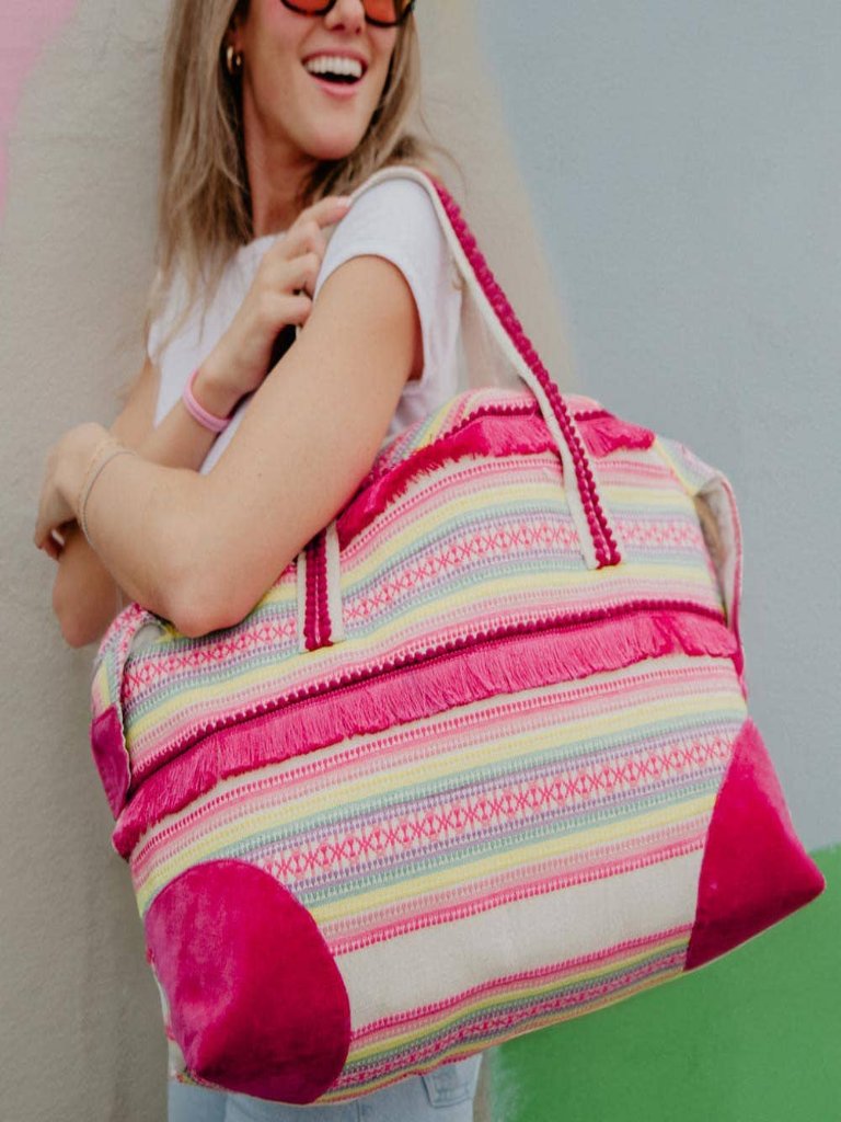 Magenta Frilled Multicolored Weekender